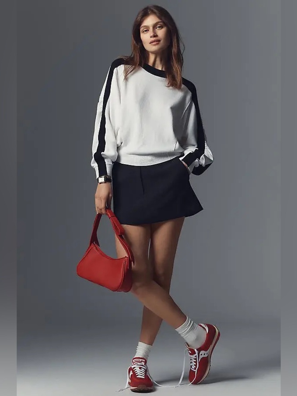 NWT Maeve White and Black Colorblock Sweater, Size XL